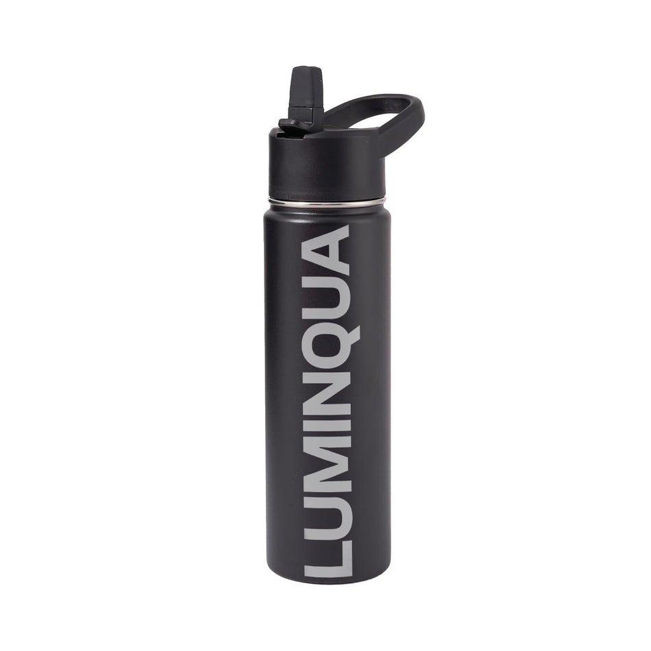 Luminqua Metal Water Container with Straw and Broad Opening Cap, Stainless Steel